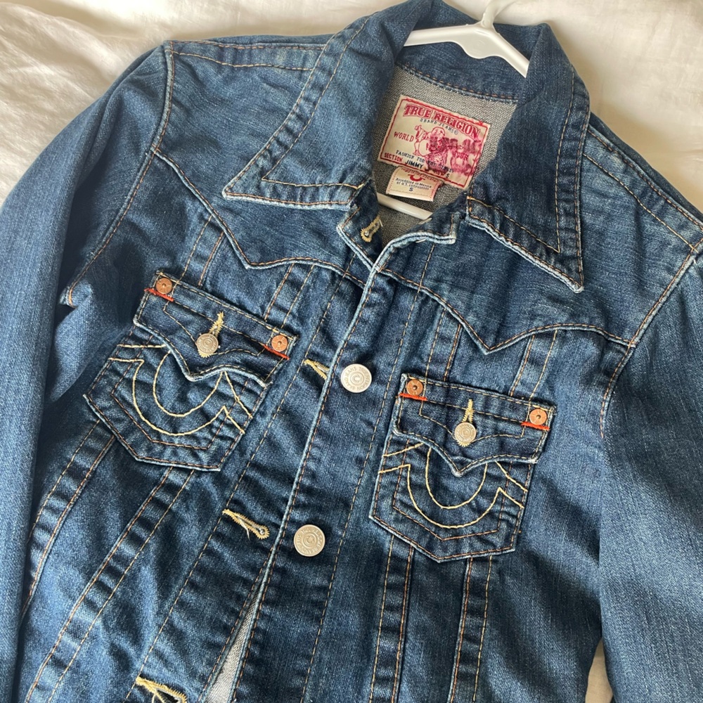True Religion Blue Denim Jacket with Classic Style